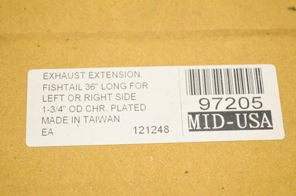 New Mid USA Fishtail Exhaust Extension 36' Left or Right NOS