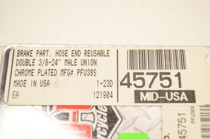 Mid USA 45751, PFU38S Brake Adapter Fitting 3/8-24 NOS