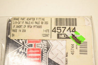 Mid USA 45744, PFTA90S Brake Adapter Fitting 3/8-24 90 Deg NOS