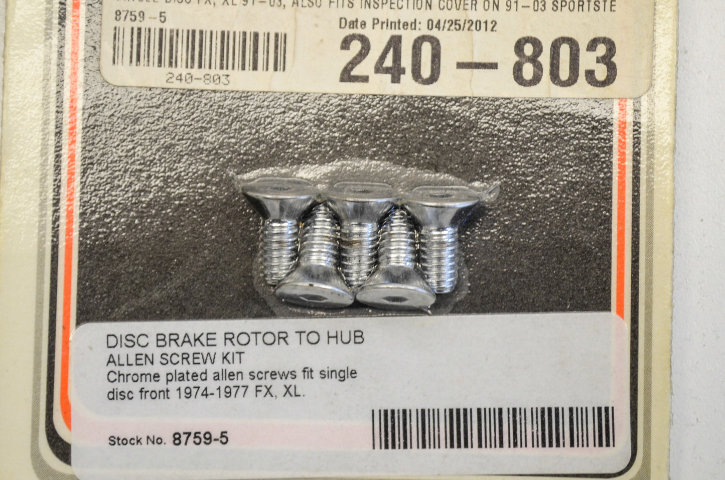 Front Brake Rotor Allen Screw Kit NOS