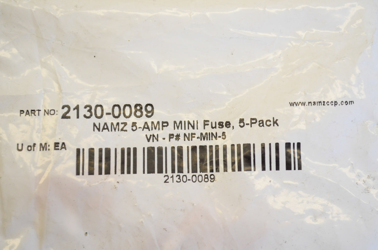Namz 2130-0089, NF-MIN-5 Mini Fuse 5 Amp Qty 5 NOS