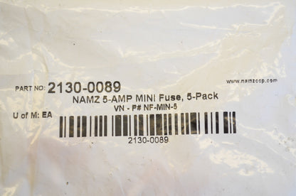 Namz 2130-0089, NF-MIN-5 Mini Fuse 5 Amp Qty 5 NOS