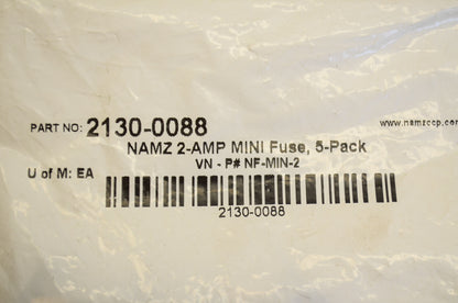 Namz 2130-0088, NF-MIN-2 Mini Fuse 2 Amp Qty 5 NOS