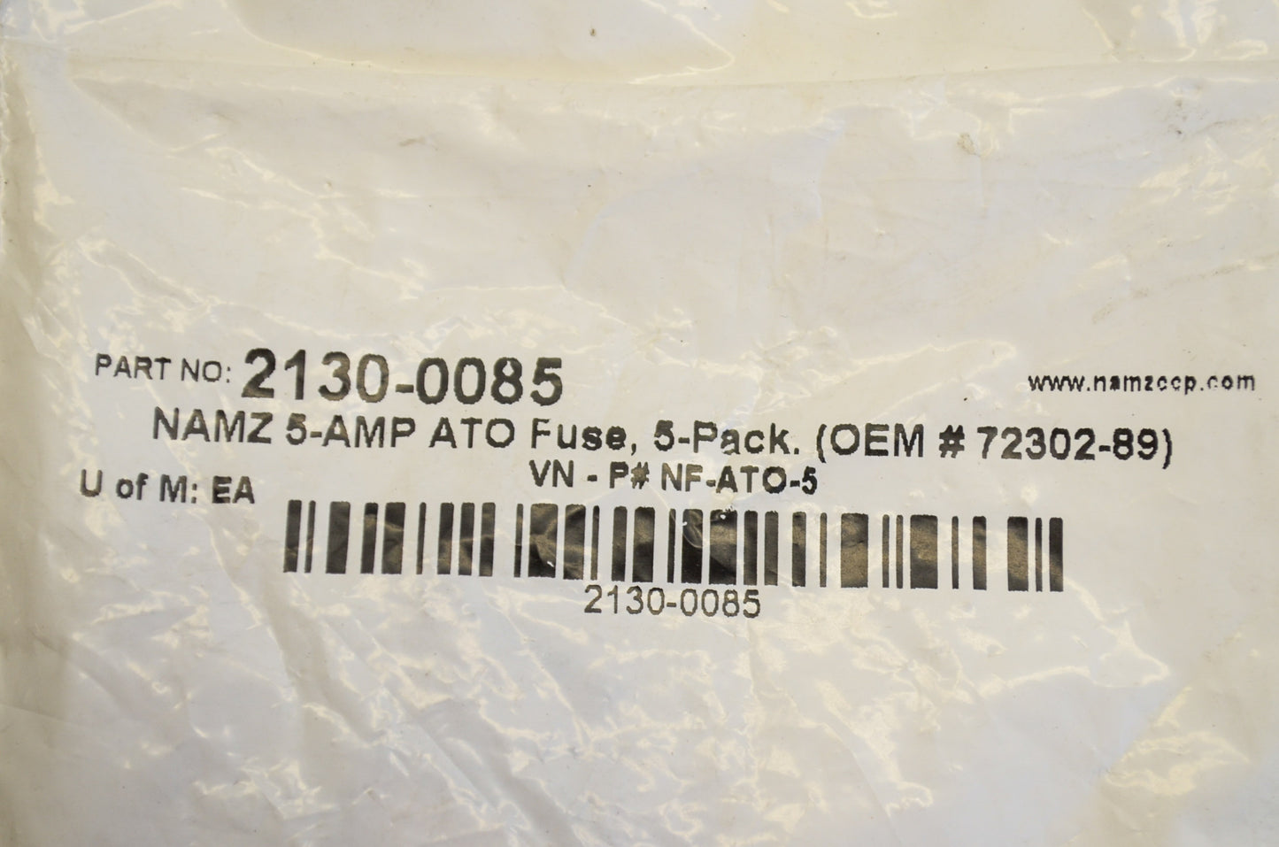 Namz 2130-0085, NF-ATO-5, 72302-89 ATO Fuse 5 Amp Qty 5 NOS