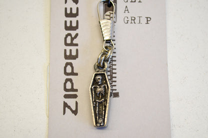 New Hot Leathers Skull Coffin Zipper Pull NOS