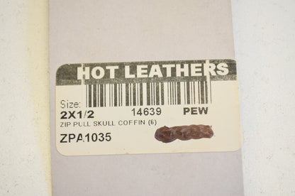New Hot Leathers Skull Coffin Zipper Pull NOS