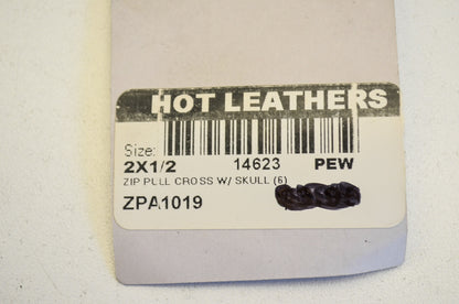 New Hot Leathers Cross w/ Skull Zipper Pull NOS
