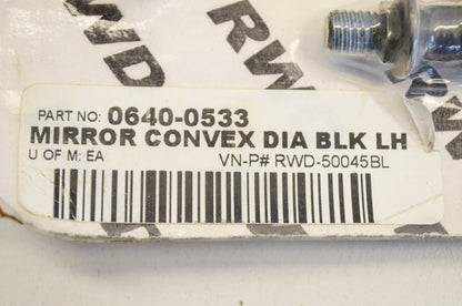 New Russ Wernimont Designs Left Diamond Convex Mirror Kit Black NOS