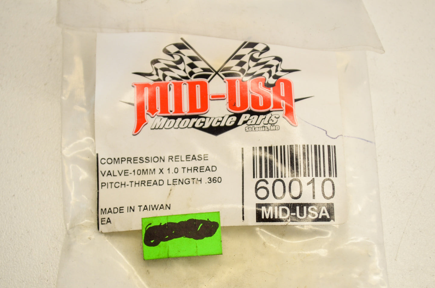 Mid USA 60010 Compression Release Valve 10mmx1.0x0.360 NOS