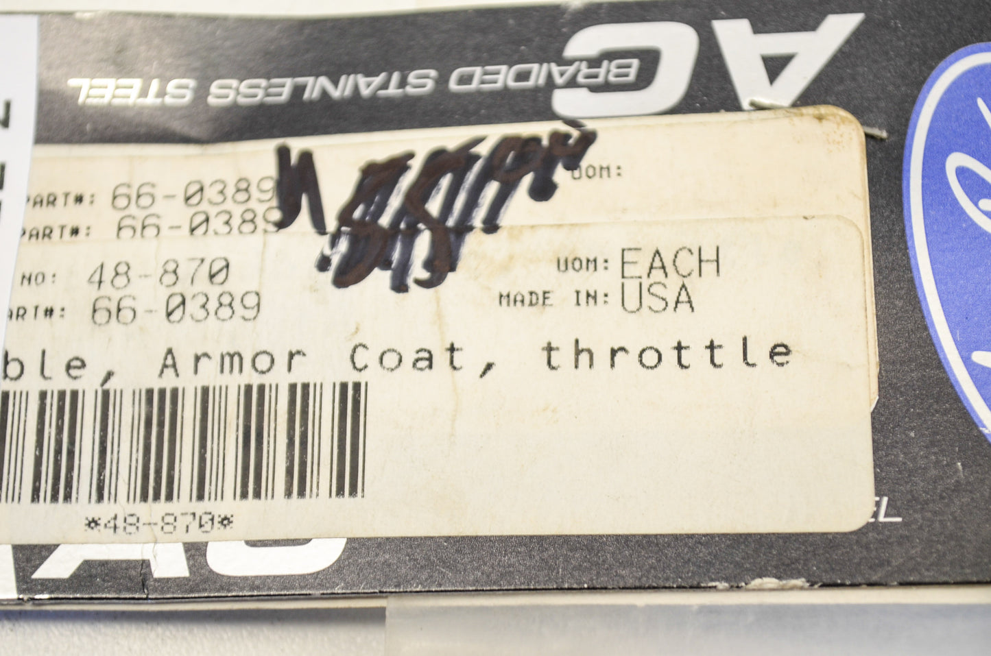 New Motion Pro Armor Coat Throttle Cable NOS
