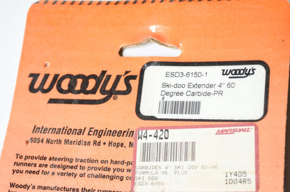 New Woody's ESD3-6150-1,  W4-420 W Extender Trail III Carbide Runner Ski Doo 4'