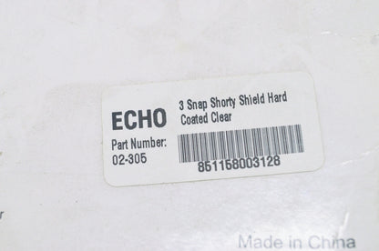 New Echo Clear Shorty 3 Snap Hard Coated Helmet Shield NOS