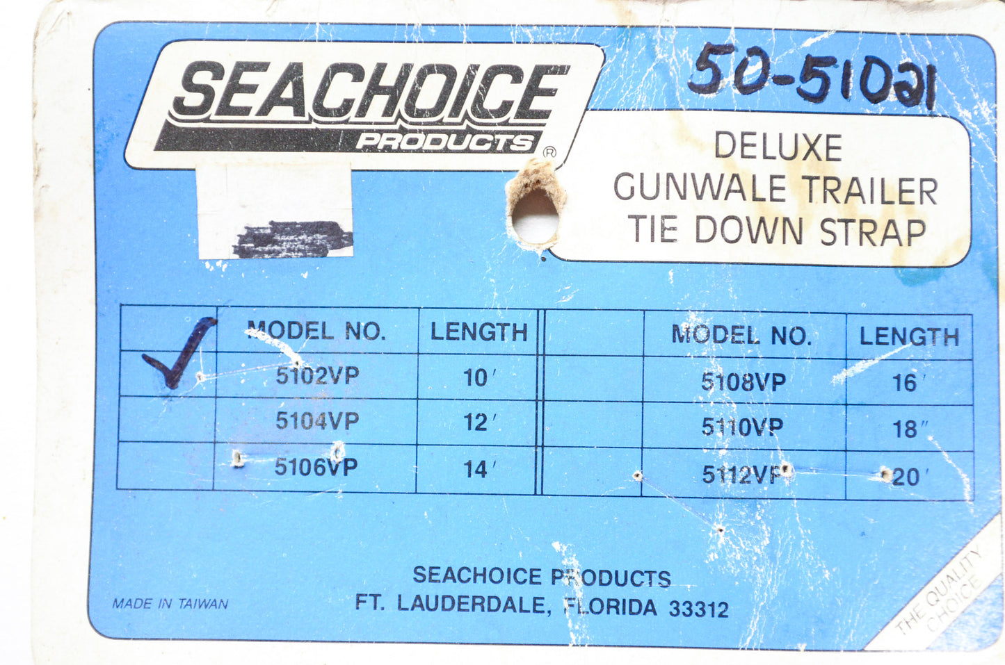 Deluxe Gunwale Trailer Tie Down Strap 10' NOS