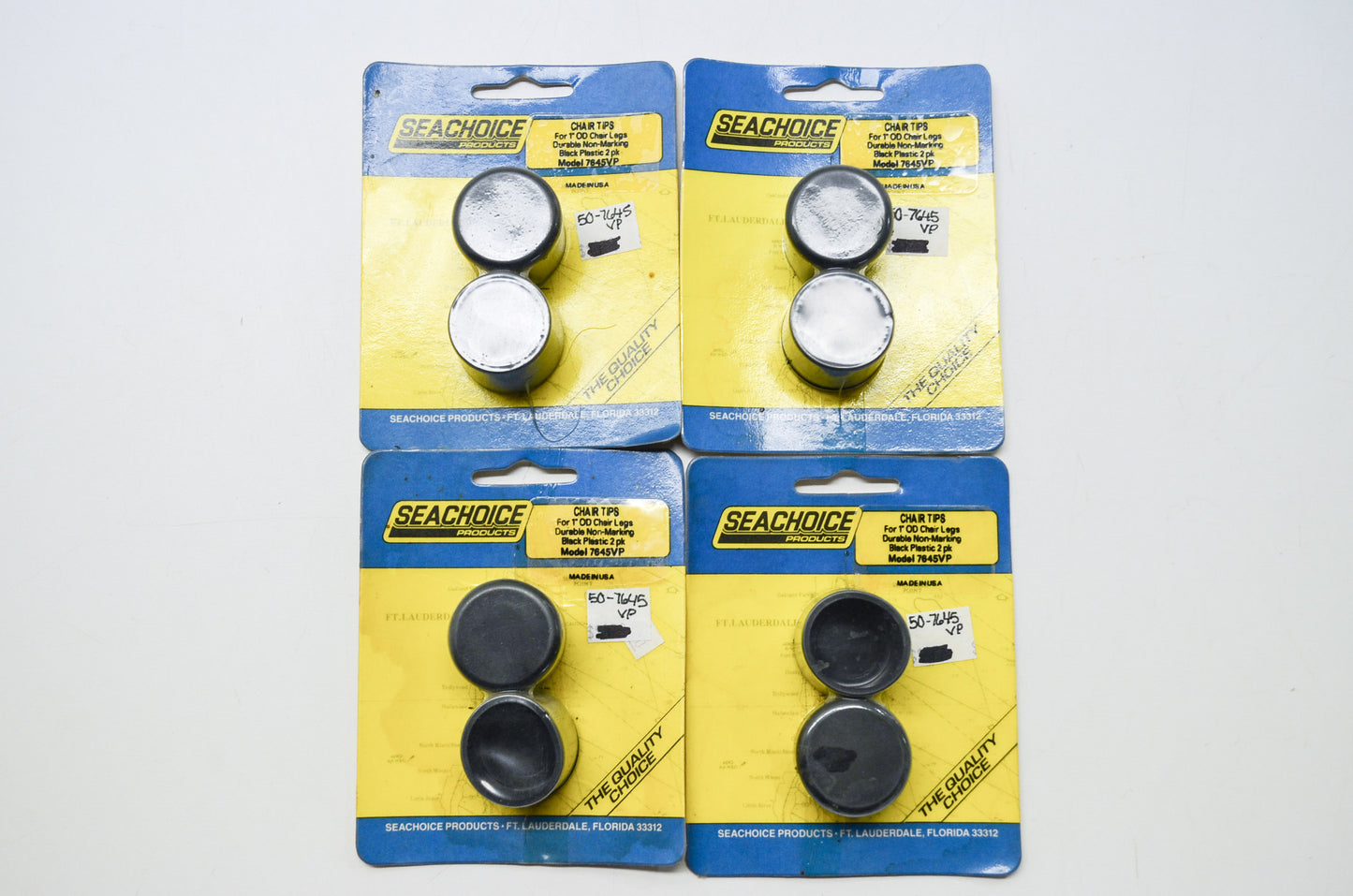 Black Plastic Chair Tips Qty 8 NOS