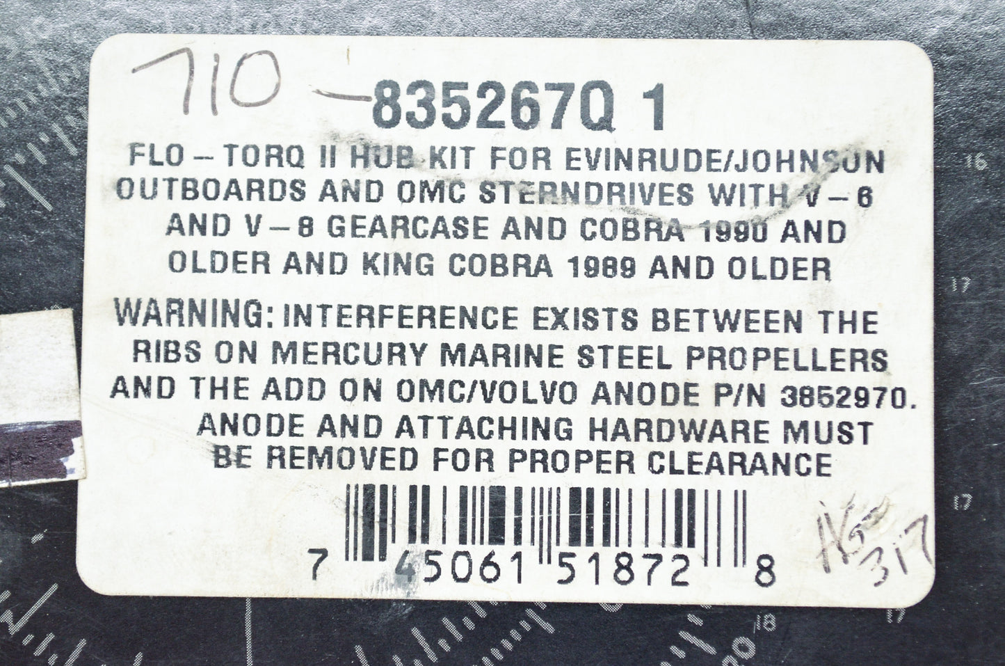Mercury Marine Flo-Torq II Hub Assembly Kit NOS