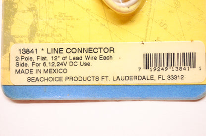 New Seachoice Products Line Connector 2 Pole Flat 12' Lead Wire 6 12 24 V DC NOS