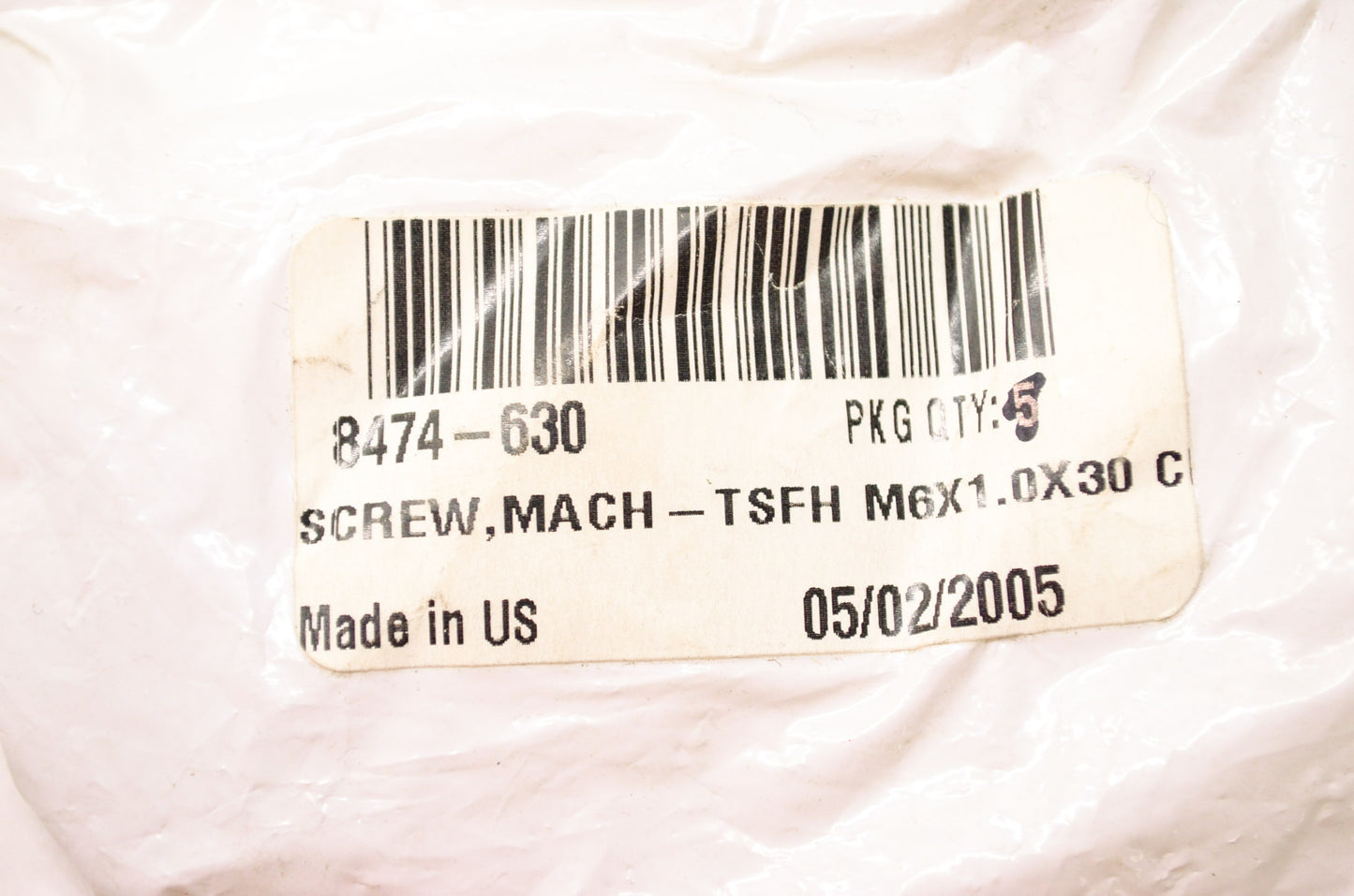 New OEM Arctic Cat 8474-630 Black Machine Screw TSFH M6x1.0X30 NOS