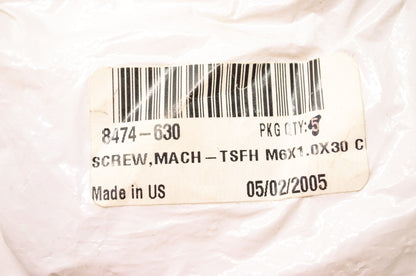 New OEM Arctic Cat 8474-630 Black Machine Screw TSFH M6x1.0X30 NOS