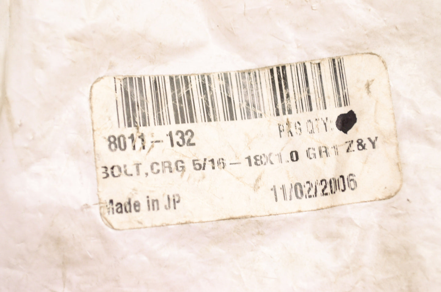 OEM Arctic Cat 8011-132 Carriage Bolt 5/16-18X1.0 Qty 2 NOS