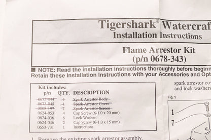 Tigershark 0678-343, 0624-053, 0624-063 Flame Arrestor Hardware Kit NOS