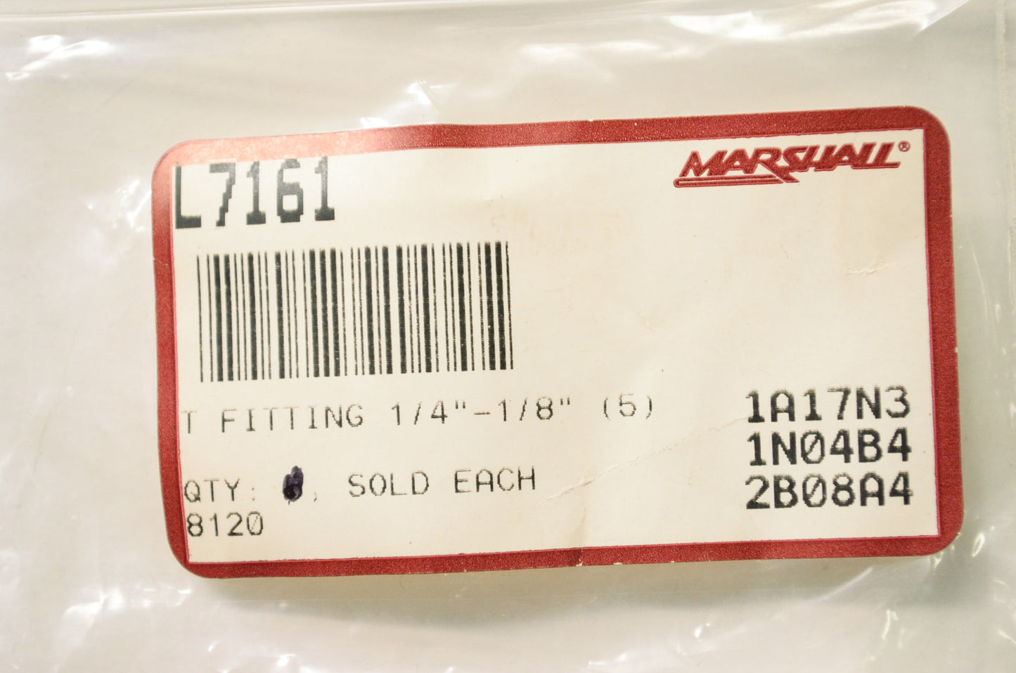 New Marshall Fuel Line T Fitting 1/4' 1/8' NOS