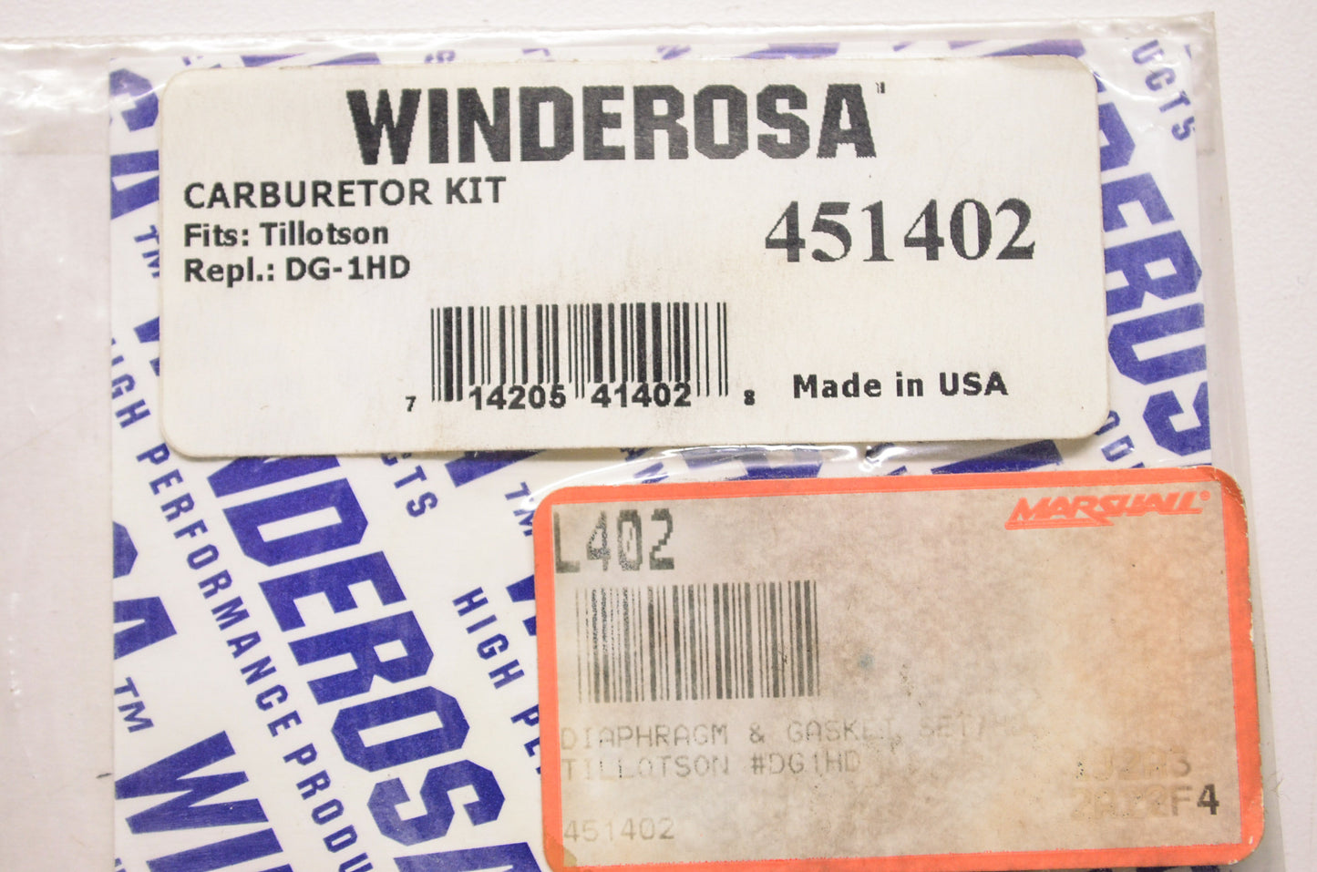 Winderosa 451402, L402 Carburetor Repair Kit Tillotson NOS