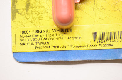 New Seachoice Products Plastic Signal Whistle Triple Tone 6' NOS