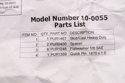 Heavy Duty Skid Parts NOS