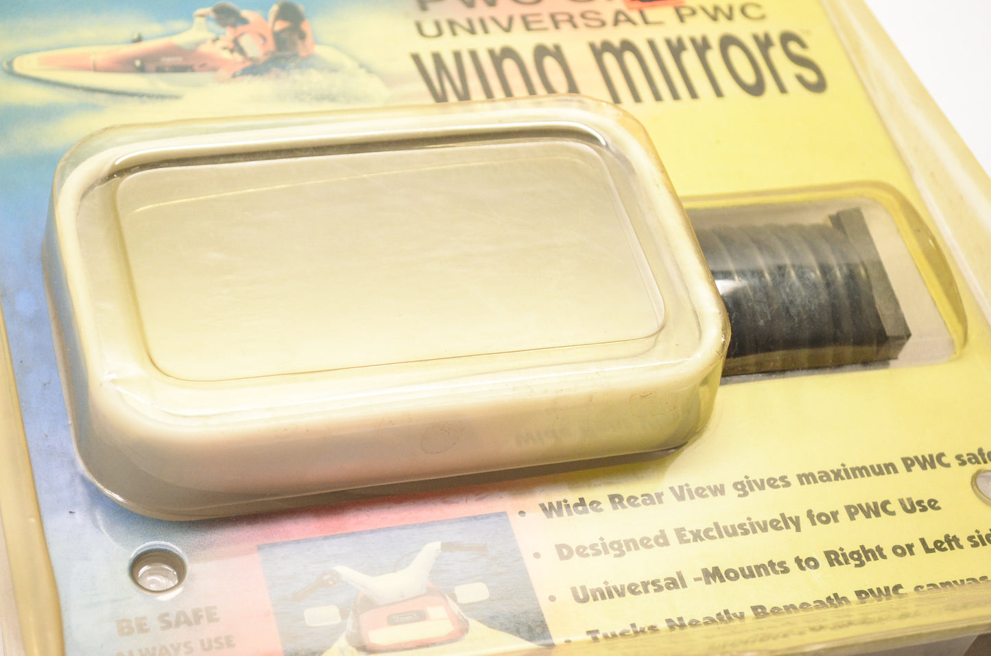 Universal White Personal Watercraft Wing Mirror 3.25x5.4' Convex Lens NOS
