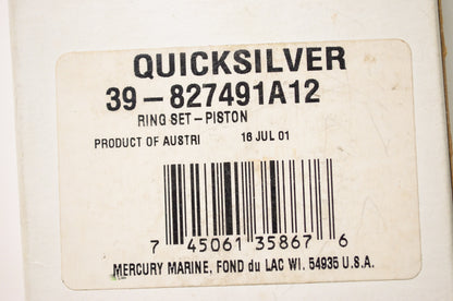 New OEM Quicksilver Piston Ring Set Qty 12 NOS