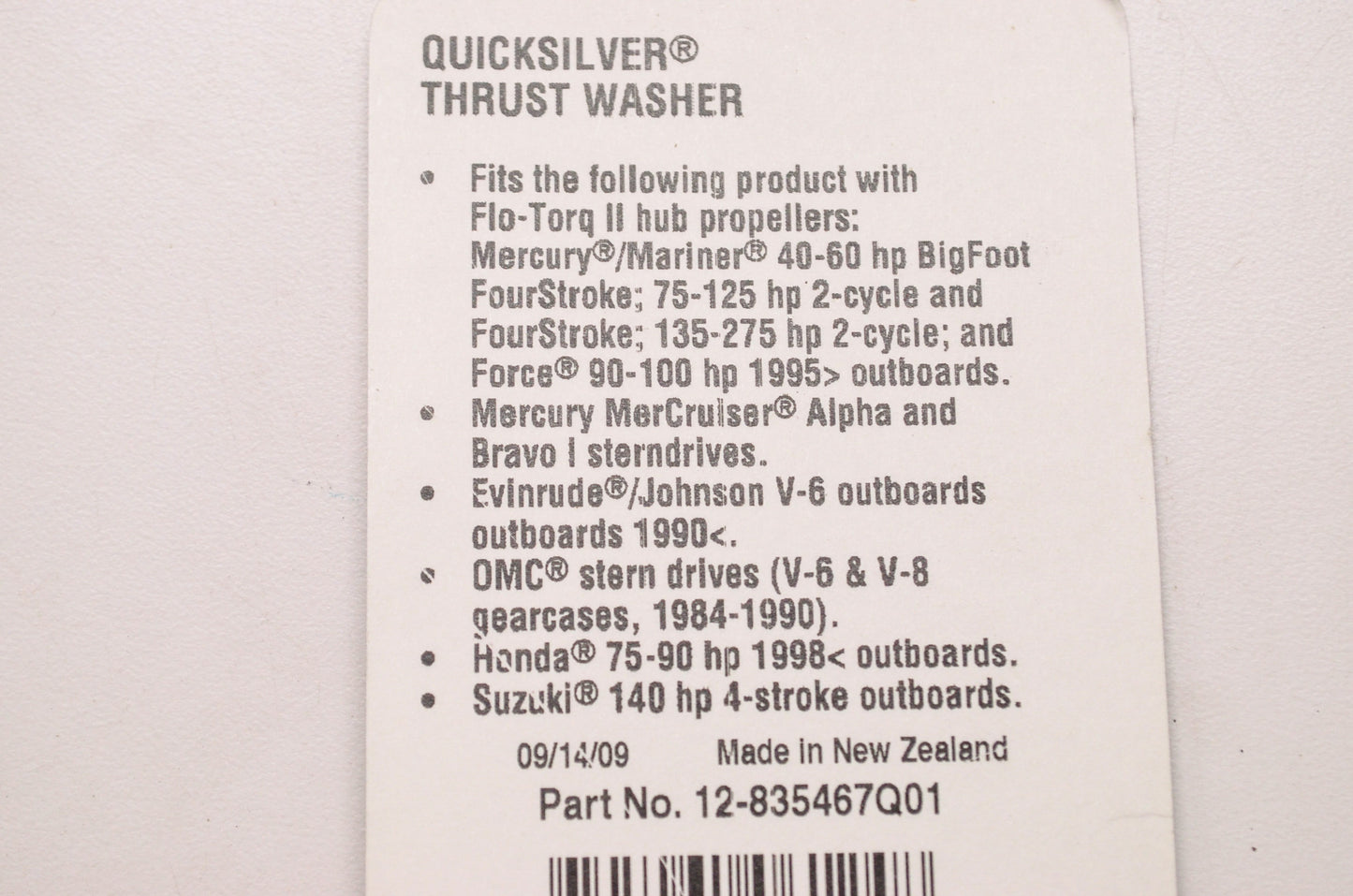 New OEM Quicksilver Mercury Marine Thrust Washer NOS