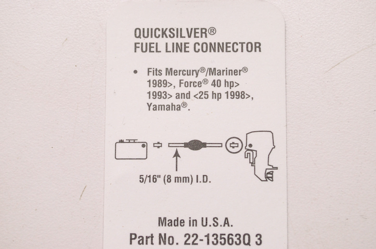 Mercury Marine Fuel Line Connector NOS