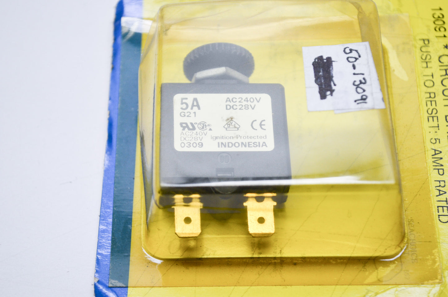 New Seachoice Products Black Push Reset Circuit Breaker 5 Amp 12 VDC NOS