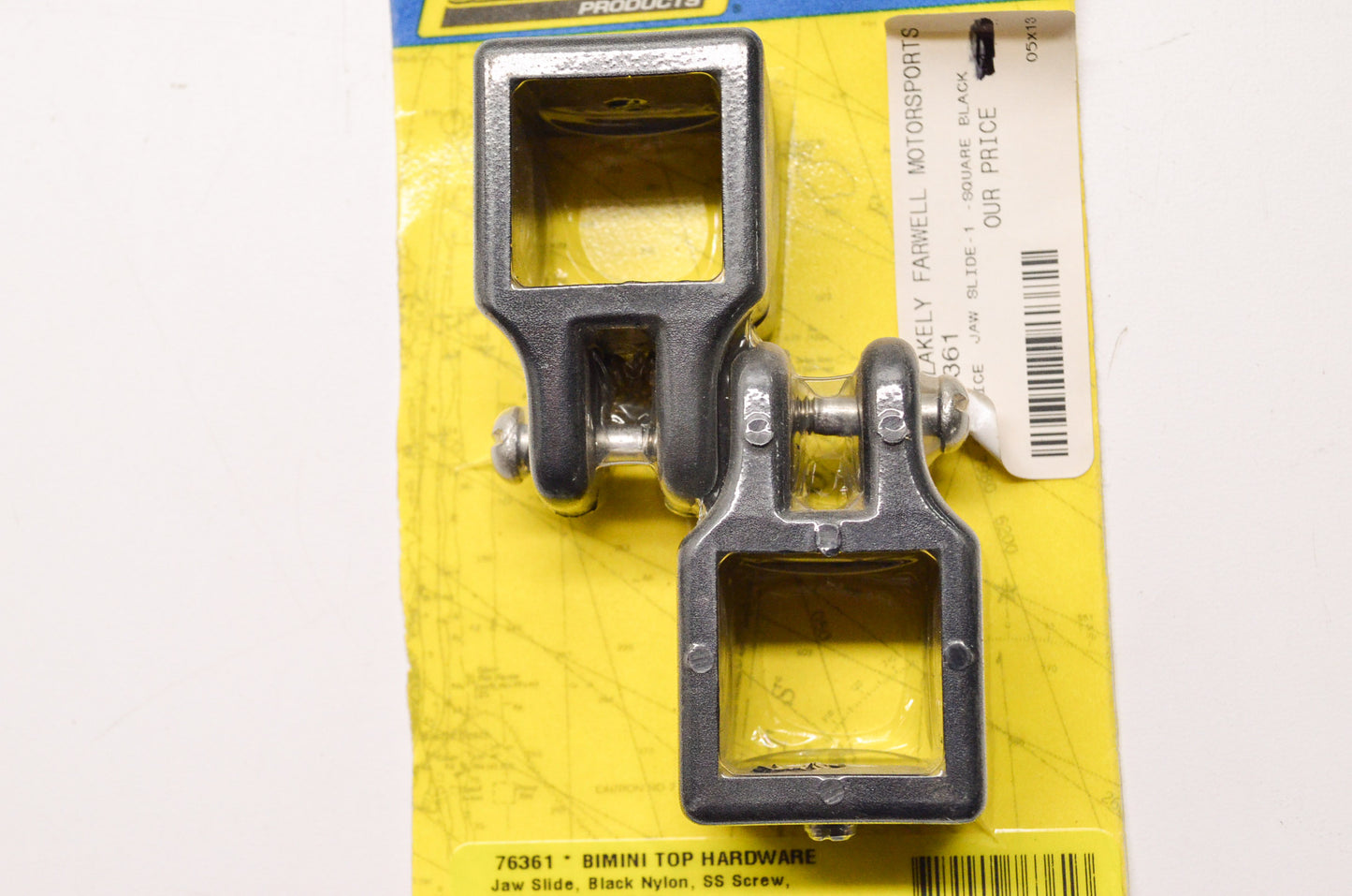 Bimini Top Hardware Black Nylon Jaw Slide for 1' Square Tubing Qty 2 NOS