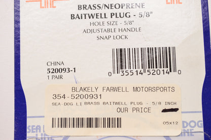 Brass Neoprene Baitwell Plug 5/8' Qty 2 NOS