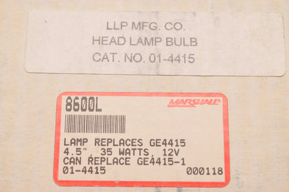 LLP 01-4415, 8600L, GE4415, GE4415-1 GE Lamp 4.5' 35 Watts 12V NOS
