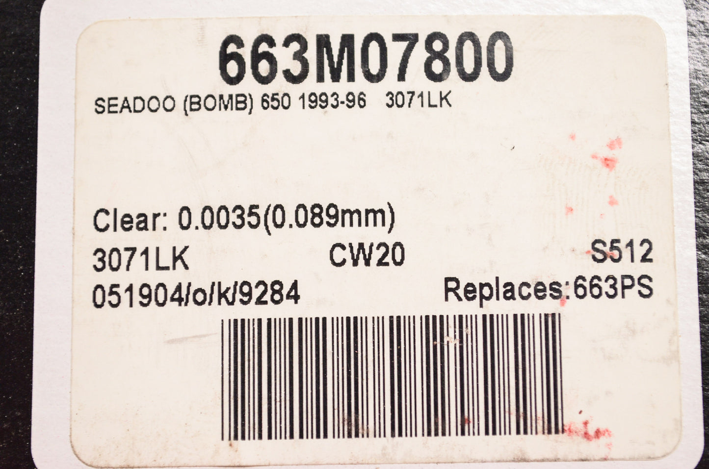 New Wiseco Piston Rings Bearing Kit 0.0035 (0.089mm) 93-96 Sea Doo 650 NOS