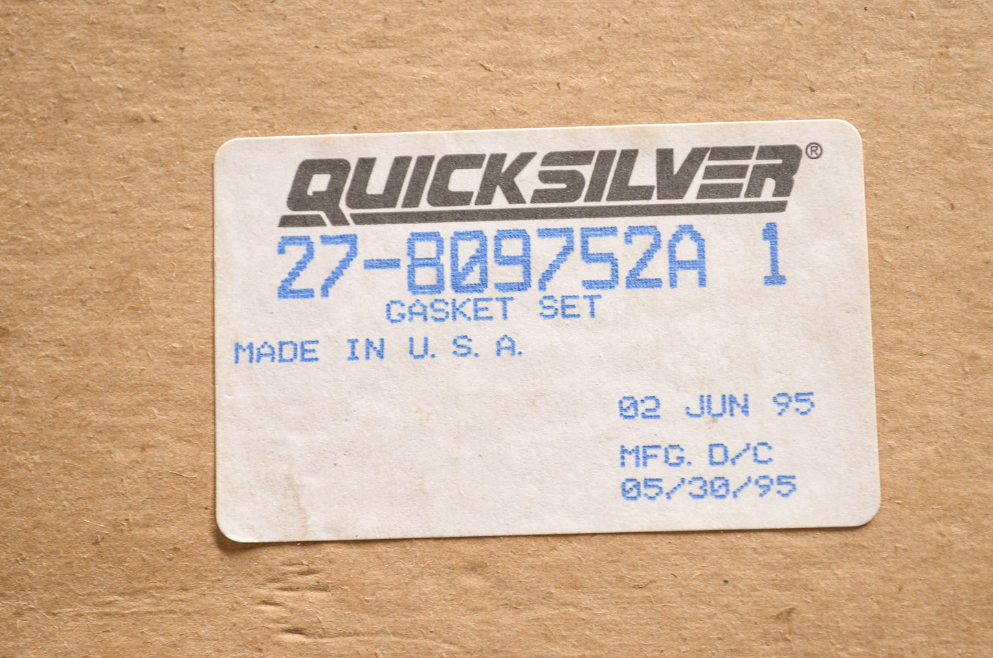 Quicksilver 27-809752A 1 Mercury Marine Gasket Kit NOS