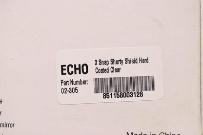 New Echo Clear Shorty 3 Snap Face Shield Hard Coated NOS