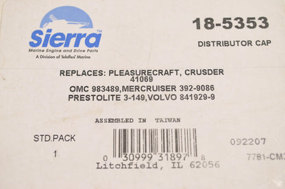 New Sierra Distributor Cap Pleasurecraft Crusader OMC Mercruiser Prestolite Volv