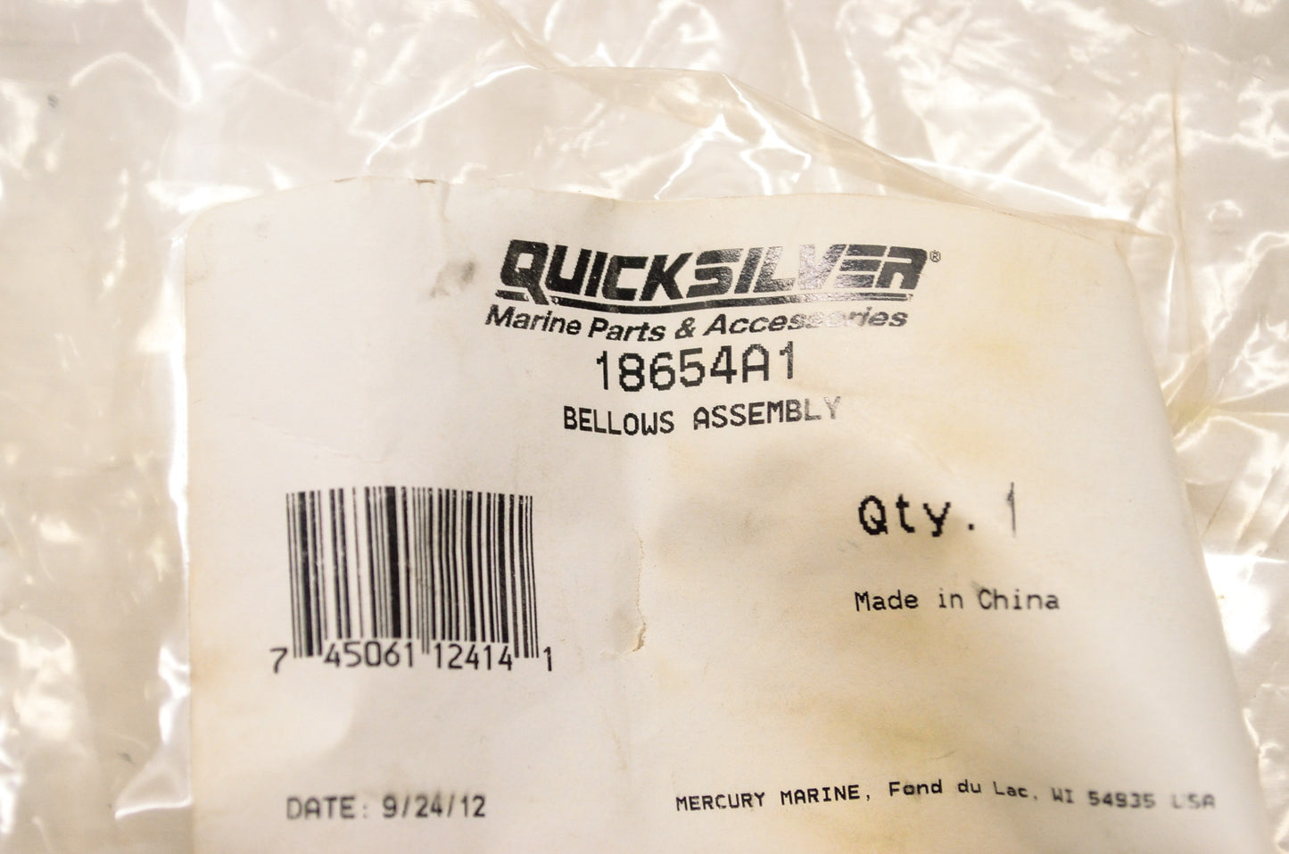 New OEM Quicksilver Mercury Marine Bellows Assembly NOS