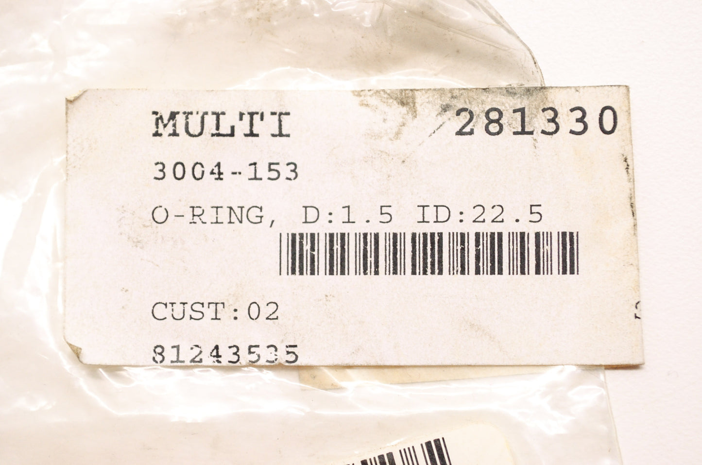 OEM Arctic Cat 3004-153 O-Ring D:1.5 ID:22.5 Qty 2 NOS