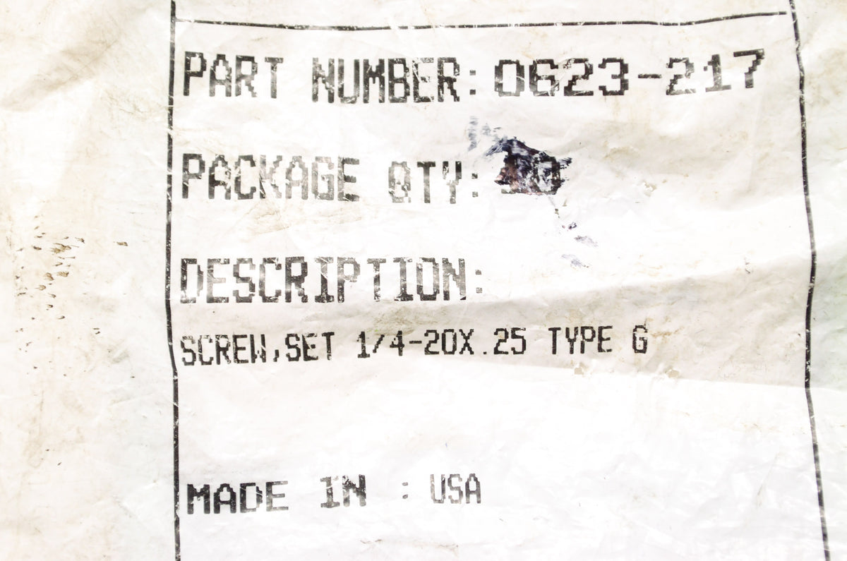 OEM Arctic Cat 0623-217 Set Screw 1/4-20x.25 Type G Qty 2 NOS