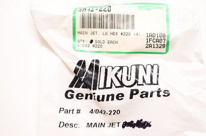 New Mikuni Main Jet LG Hex #220 NOS