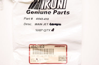 New Mikuni Main Jet LG Hex #410 NOS