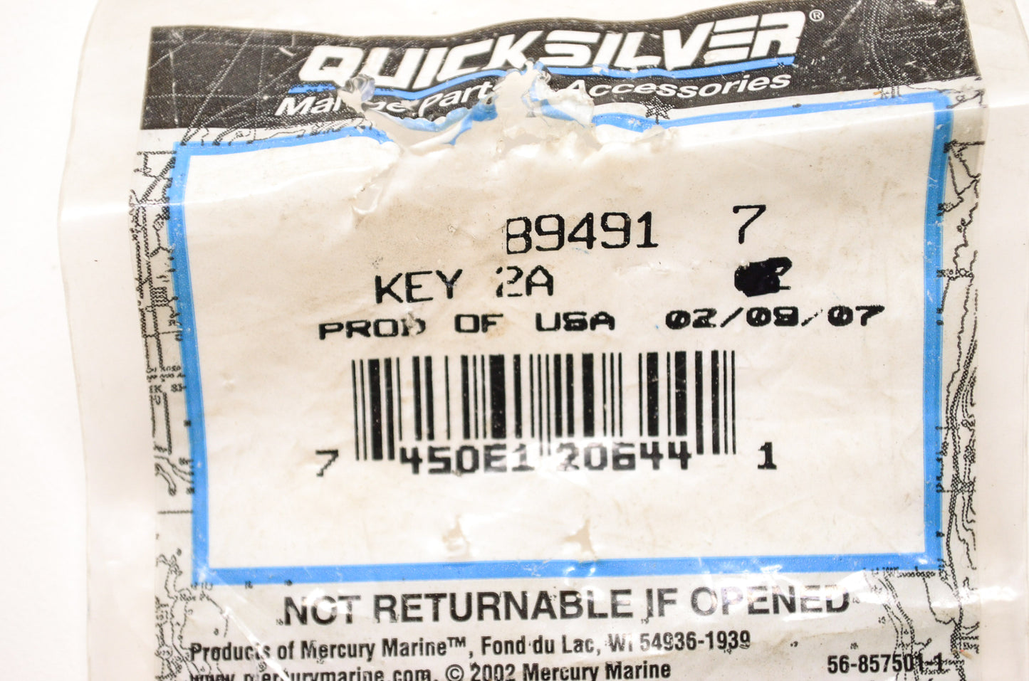 New OEM Quicksilver Mercury Marine Key 2A NOS