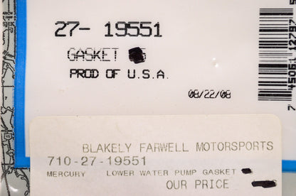 New OEM Quicksilver Mercury Marine Lower Water Pump Gasket NOS