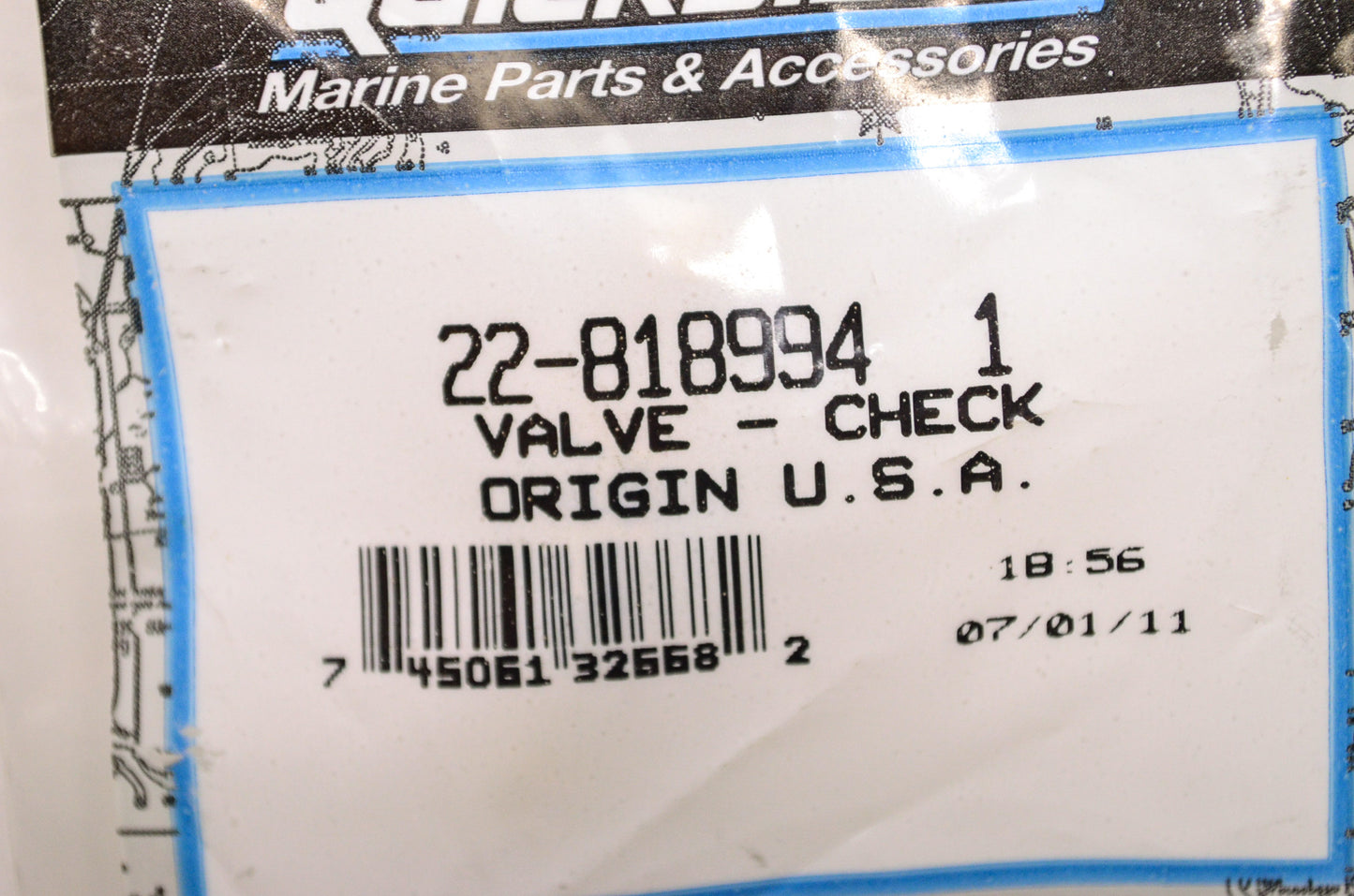 New OEM Quicksilver Mercury Marine Check Valve  NOS