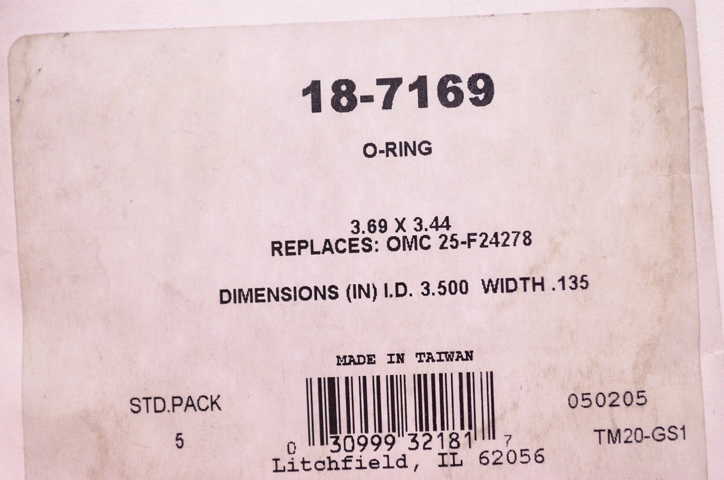 New Sierra O-Ring 3.69 x 3.44 3.500 ID .135 W Qty 2 NOS