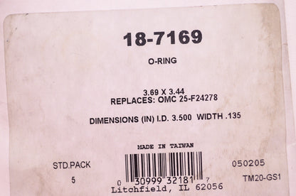 New Sierra O-Ring 3.69 x 3.44 3.500 ID .135 W Qty 2 NOS